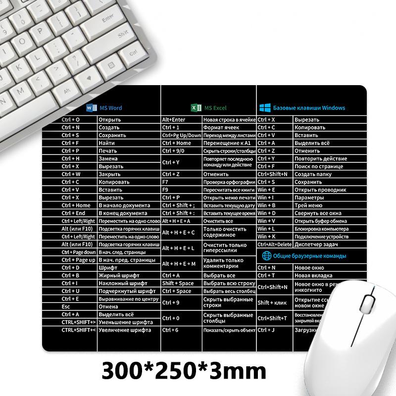 Russian Keyboard Shortcut Reference Mouse Pad With Non Slip Rubber Base Clear Office Shortcuts Print For Home Office Workers
