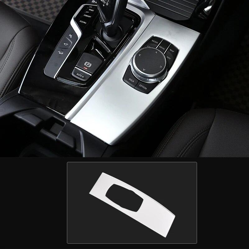 Carbon Fiber Auto Interior Gear Shift Knob Cover Multimedia Button Panel Trim Sticker Car Accessories For BMW X3 G01 X4 G02 2018