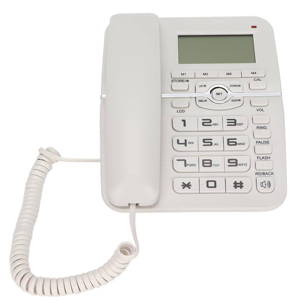 Corded Landline Caller ID Full Hands Free 4 Fast Dial Desktop Wired Telephone with LCD Display for Home HotelWhite