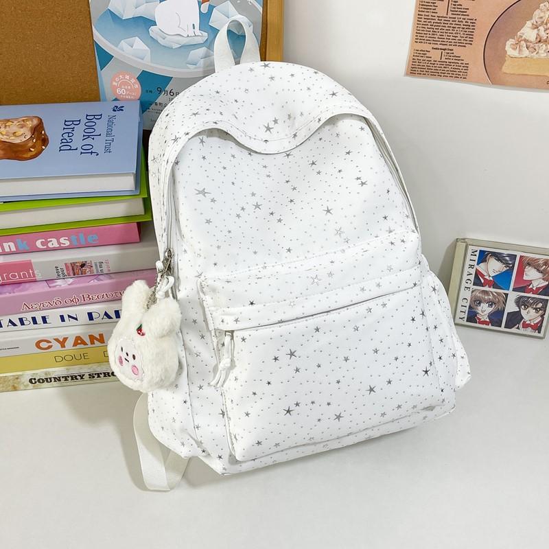 Schoolbag Japanese New 1011 Preppy Style Beautiful Girl Backpack, High Appearance Starry Soft Girl Schoolbag for Middle and High School Students