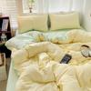 Class A Maternal And Infant Grade Solid Color Four-Piece Set Washed Cotton Double Quilt Cover Dormitory Bed Sheet 3Pcs Set Bed Hat Quilt Cover
