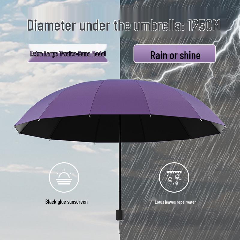 Extra Large Folding Umbrella for Two or Three People - Dual-Use for Sun and Rain with Sunscreen Sunshade