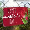 2D Flat, 1pc "Happy Mother's Day" Aluminium Sign 8x12 Inch - Red Tulip & Heart Design, Vintage Distressed Finish, Mother's Day Wall Decor, Gift for