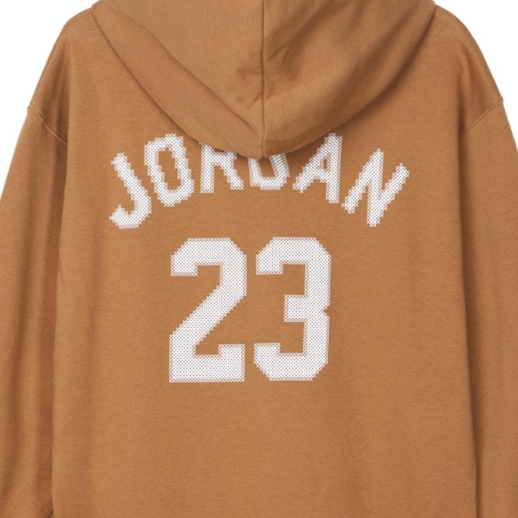 Jordan Essentials Holiday Alphanumeric Logo Print Casual Long-Sleeve Fleece Hoodie Men Hoodie Brown FD7466-281