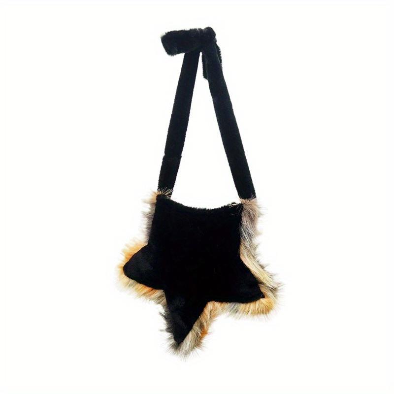 Geantă de pluș nouă 2024 Geantă de umăr din lână cu blană Stea cu cinci colțuri Femei Toamnă și Iarnă Design Girl Ins Geantă casual de tip messenger