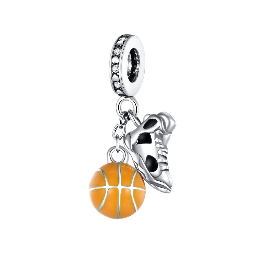 S925 Silver Sports Theme Handmade Jewelry Accessories Creative Baseball Soccer Basketball Pendant Charms