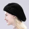 New Winter Lady Natural Mink Fur Beanies Hat Knit Warm Striped Genuine Mink Fur Caps Women Good Elastic Real Mink Fur Hat