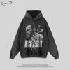 Vintage Washed Oversized Hoodie Men Women Streetwear Loose Fit Cotton Sweatshirt With Print