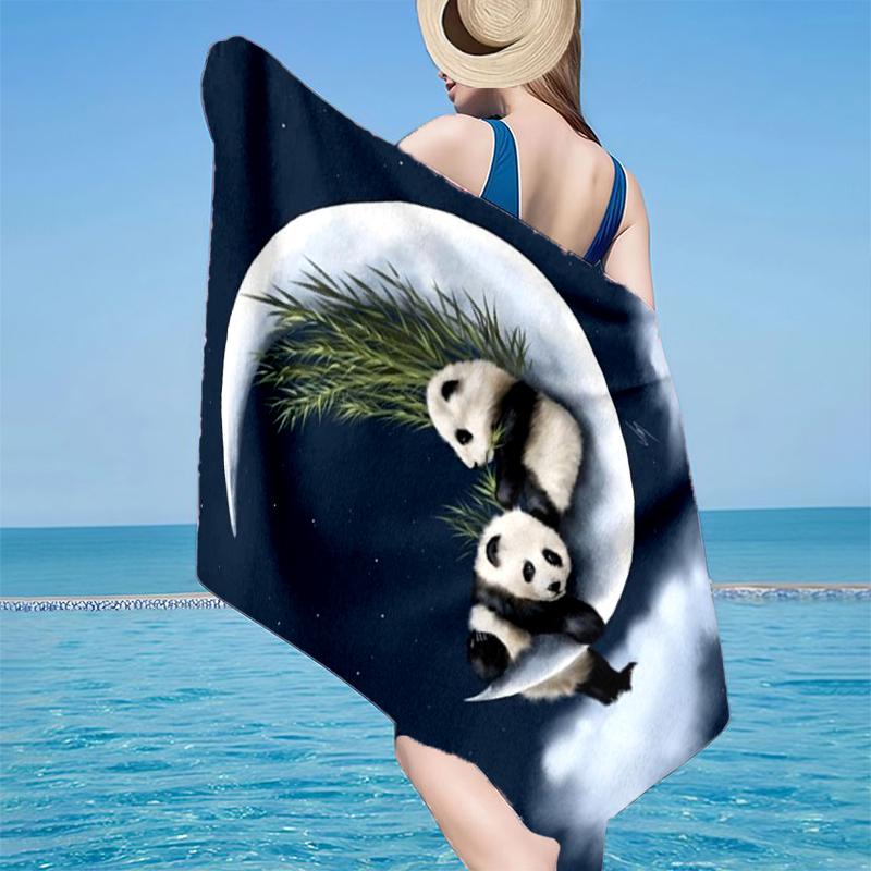 Panda In Floral Paradise Beach Towel, Super Soft Microfiber, Gift for Her/Him, Birthday, for Pool, Beach, Travel, Home Decor Fan gifts