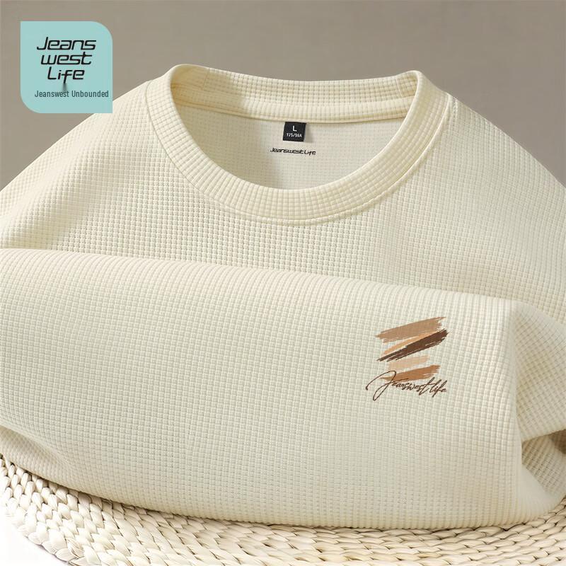 JEANSWEST LIFE Men's Waffle Knit Crew Neck T-shirt