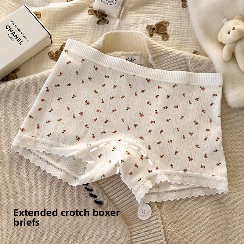 Women's Summer Cotton 10A Antibacterial Cotton Extended Crotch Mid Waist Flat Angle Briefs