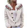 3D Digital Print Faux Wool Cardigan Knit Jacket for Women