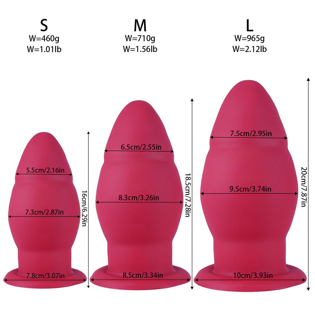 Large Anal Plug Set - Soft Silicone Trainer Kit with Tapered Tip for Easy Insertion, Men & Women, Beginner to Advanced, BDSM Fetish