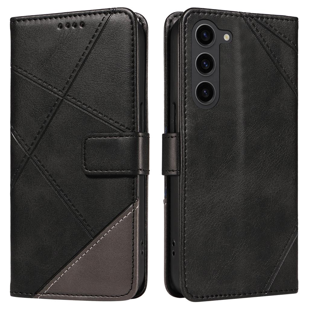 For Samsung Galaxy S23 Case Geometric Line Leather Phone Cover Card Holder Magnetic Clasp
