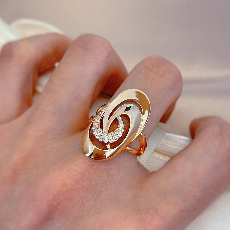 Anello di Moda Design di Nicchia Geometrico Zircone Naturale Anello 585 Accessori da Donna Lotti Diretti