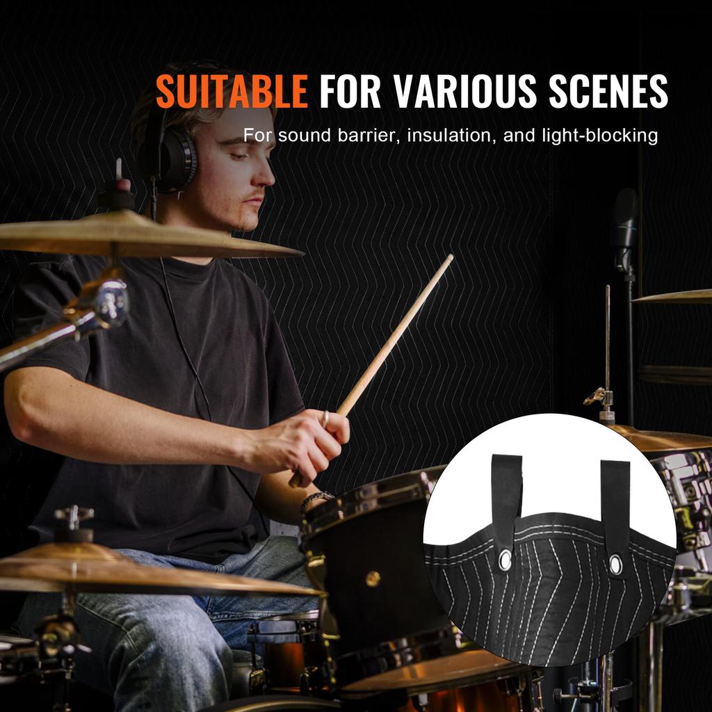 SucceBuy 96" x 80" Sound Dampening Blanket Studio Grommeted with Grommets Light Blocker for Door Acoustic Noise Blocking Blanket