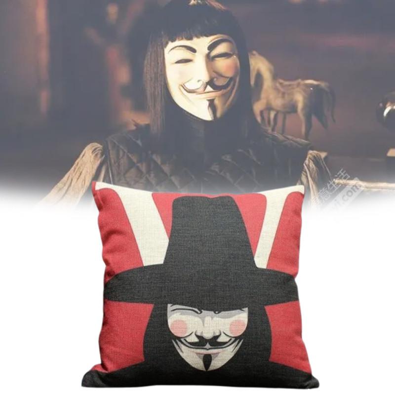 For Vendetta V Character Cushion Cover Imprinted Design Living Bedroom Room