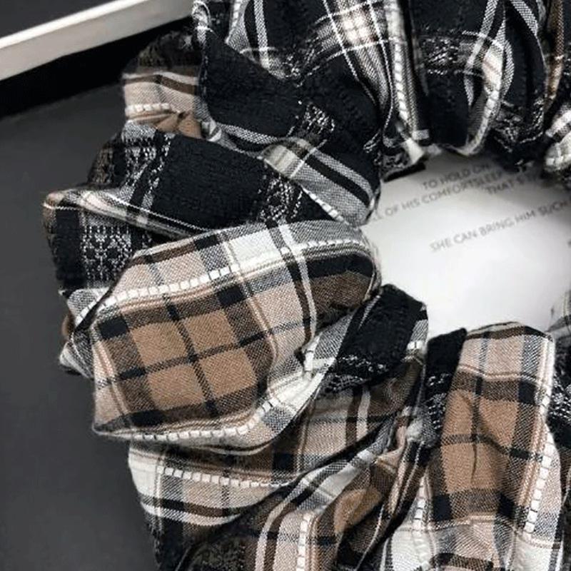 Elegant Retro Plaid Scrunchie Headband for Women