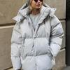 Loose Hooded Cotton-padded Jacket Women Long Sleeve Pocket Zipped Jacket Coat Female 2026 Autumn Winter Casual Solid Lady Coats