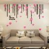 Romantic 3D Wall Sticker Wedding Living Room Bedroom Backdrop TV Background Wall Decals Flower Mural Wall Art Wallpaper Sticker