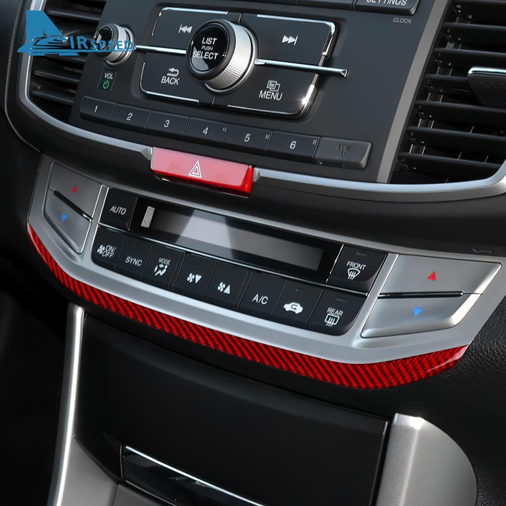 Real Soft Carbon Fiber Sticker For Honda Accord 2013 2014 2015 2016 2017 LHD Car AC Switch Frame Interior Trim Accessories