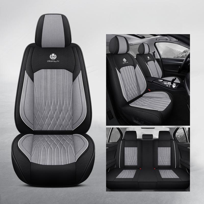 Five-Seat Car Interior Set/All Seasons/Easy Design/Durable/Breathable/Fully Covered in Linen/Universal Seat Cover/Six Colors/Easy Maintain/Install