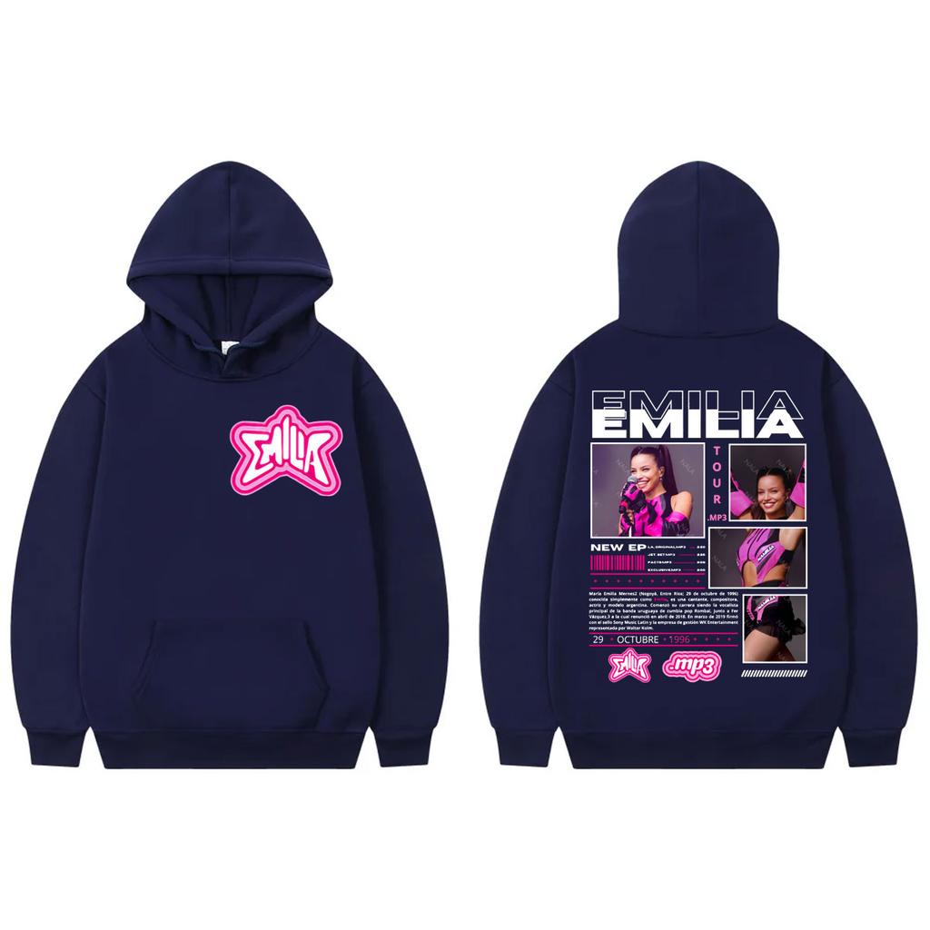 Emilia Mernes MP3 Tour Double Sided Graphic Hoodie Men Women Clothing Fashion Y2k Pullovers Casual Loose Long Sleeve Sweatshirts