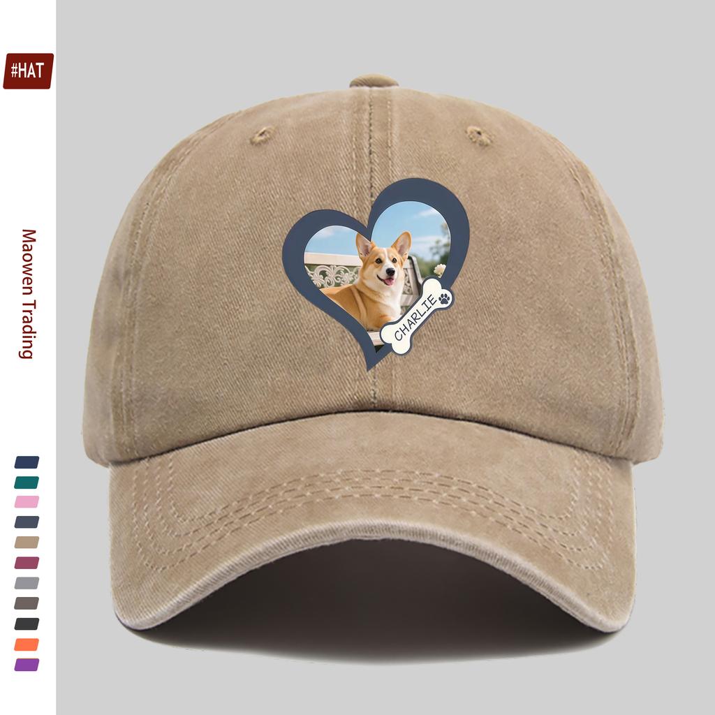 pc Heart Dog Print Baseball Cap Happy Travel Pet Element Printed Sun Hat Comfortable And Lightweight Adjustable Strap Fashi