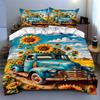 Vintage truck sunflowers Bedding Duvet cover sets Duvet covers Pillowcases gifts (1 * Duvet Cover 2 * Pillowcases, without duvet insert)