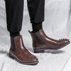 New Red Sole Men Chelsea Boots Rivet Square Toe Flock Slip-On Business  Men Short Boots  Botas De Hombre Men Boots