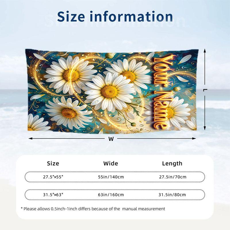 Floral Garden Theme Beach Towel Personalized Custom Name & Text Soft Quick Dry Beach Towel for Swimming Travel