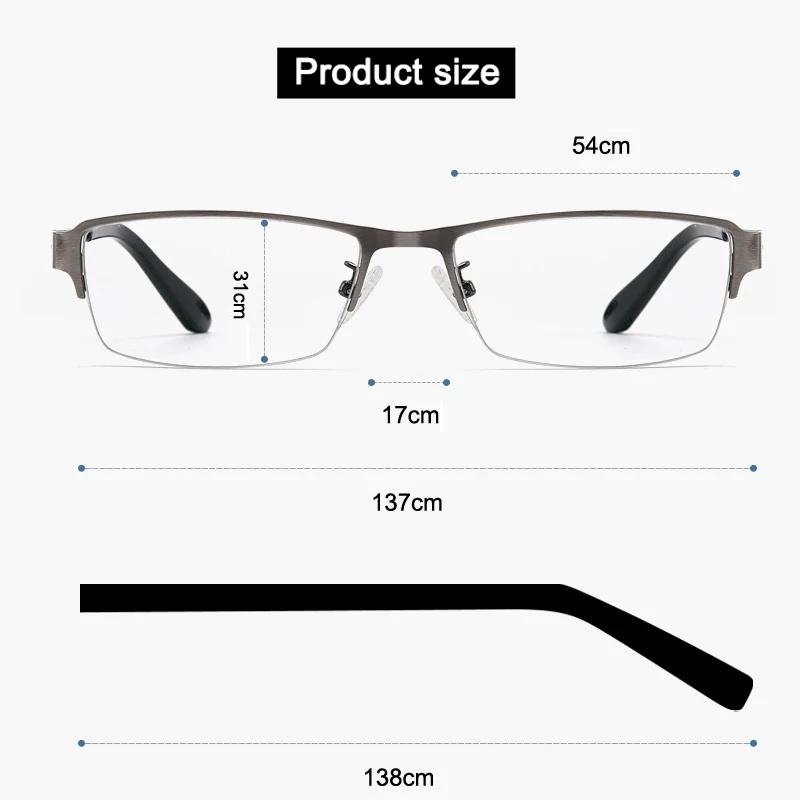 Adjustment Pochromic Multifocal Reading Glasses Men Progressive Anti-Blue Ray Business Spectacles Half-Frame Eyewear 1.0-3.5