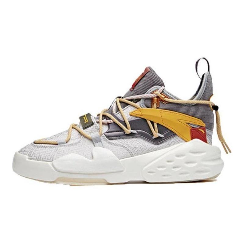 Anta Overbearing 5 Forbidden City Collection men mid-top casual skate shoes grey-yellow 112018087S-1 44.5