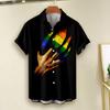 Men Summer Shirt Color Matching Bright Colors Turn-down Collar Single-breasted Short Sleeves Cooling Buttons Rainbow Color Plus Size Beach Shirt Men