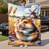 1PC Hamster WheatOutdoor Flannel Blanket - Soft Plush Decor for Picnics, Camping, Bedroom, Playroom, Office, or Lunch Break 1372A