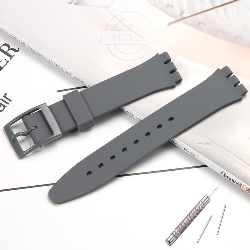 Silicone Watch Band For Swatch 17mm 19mm 20mm Pin Buckle Waterproof Bracelet Wristband Watch Accessories