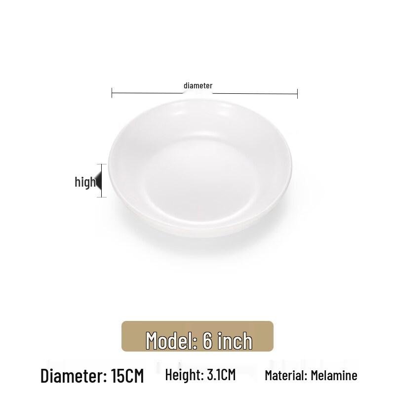 Yi Pan Melamine White Round 6-inch Deep Plates, Set of 5