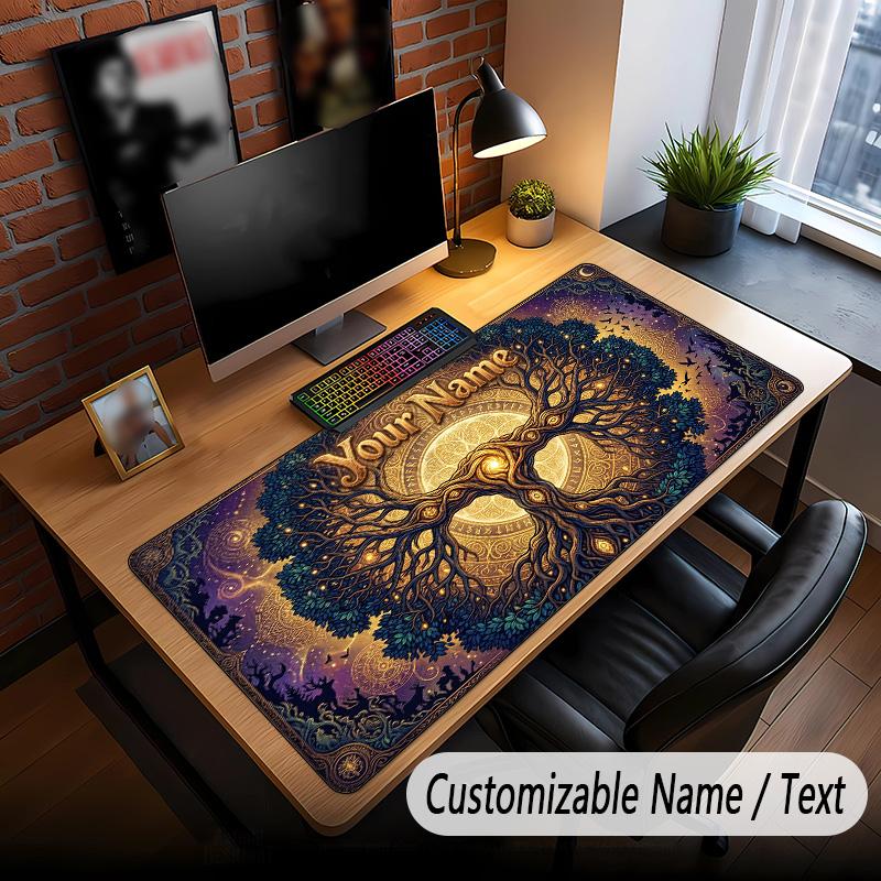 Tree of Life Theme Custom Mouse Pad Personalized With Name Text Customized Desk Mat For Office Home Decor