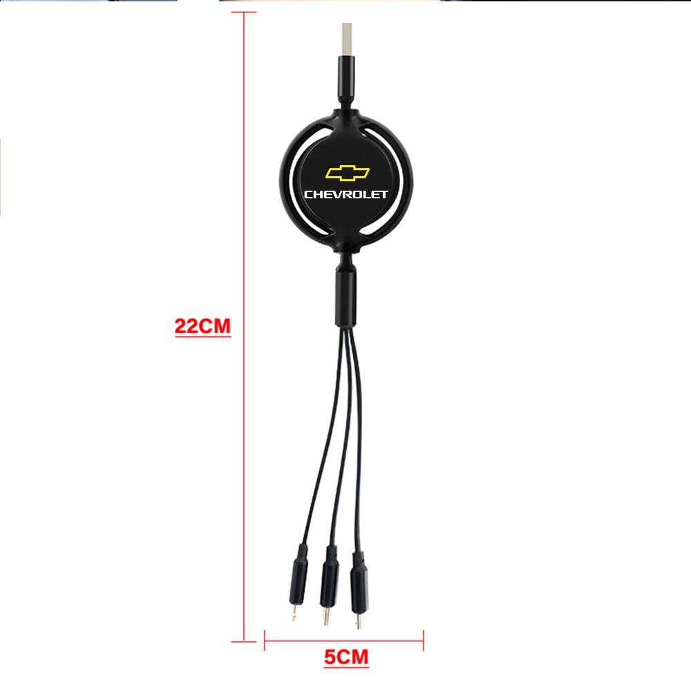 Three-in-one Fast-charging Charging Cable IPhone Charger USB Data Cable For Chevrolet Cruze Spark Captiva Suburban Camaro Malibu