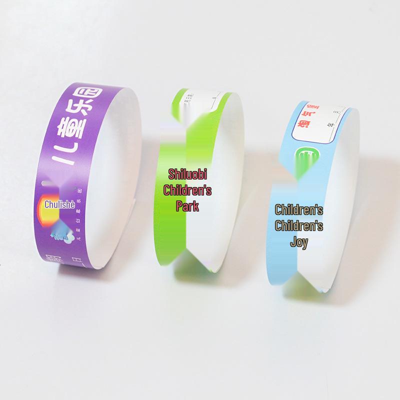Custom DuPont Paper Disposable Wristband Ticket for Children s Amusement Park or Event Entry Orange Synthetic Paper 100pcs