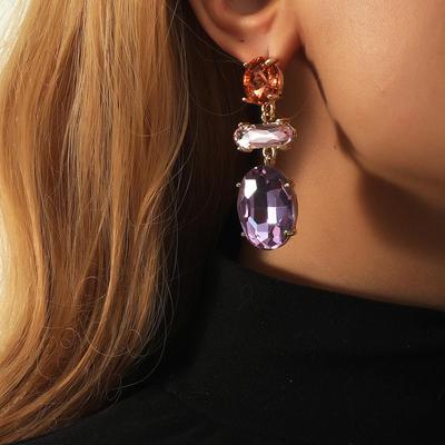 Exaggerated Purple Gemstone Earrings: Niche Design, Light Luxury Party Studs 2025.