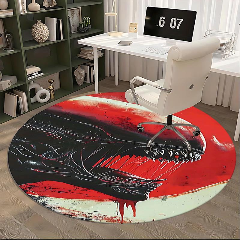 Alien,Horror Chair mat Round Rug Office carpet, Machine Washable, Non slip, Suitable for Living Rooms, Bedrooms