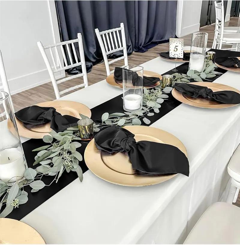 3/5 pezzi 30x275 cm Runner da Tavola in Raso di Alta Qualità Runner da Tavola Lungo in Seta per Matrimonio Festa Banchetto Festa di Compleanno Decorazione Tavola