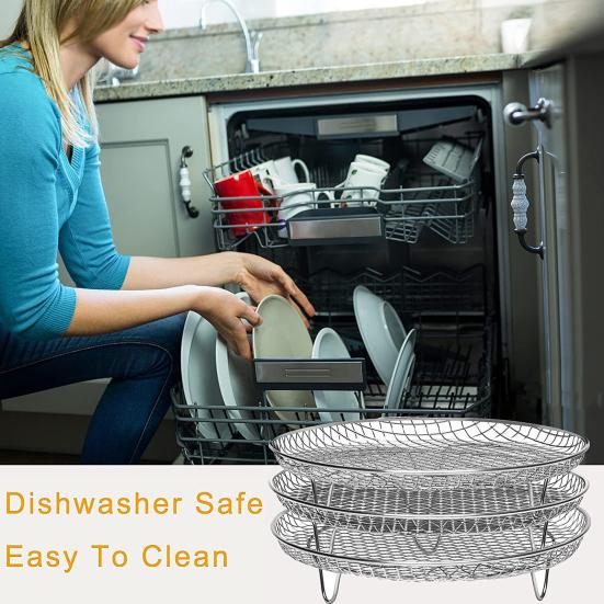 

1 комплект, стойка для дегидратора из нержавеющей стали, трехслойная штабелируемая круглая стойка для посудомоечной машины, безопасная стойка для пароварки для обжарки, аксессуары для кухонной фритюрницы