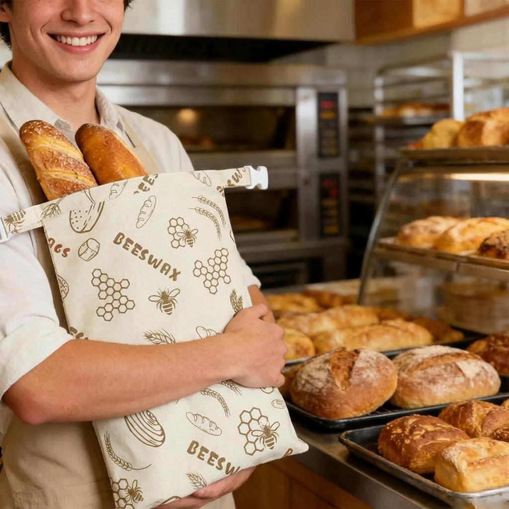 1 Stück 100% Bienenwachs Brottaschen, Wiederverwendbare Bienenwachs Brottaschen für Gefrierschrank & Kühlschrank, 43cm×33cm Natürliche Aufbewahrungstaschen für Sauerteig & Handwerksbrote