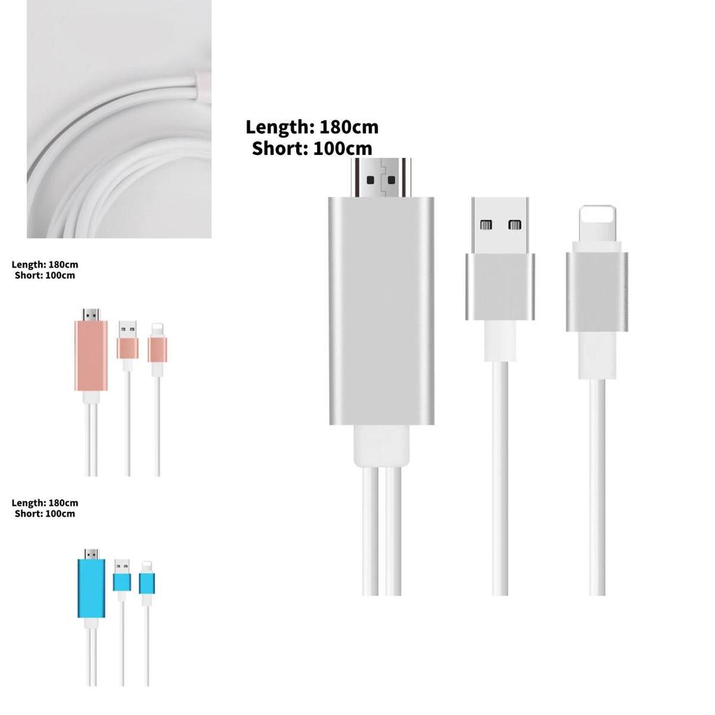 Apple 14 Hdmi Screen Mirroring Cable With Lightning Connector For Phone To Tv Display