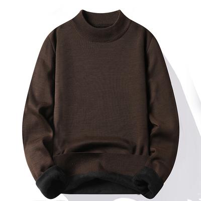 Autumn and Winter Thickened Velvet Men's Pullover Soft Sweater Velvet Shirts Clothing Knitted Fleece Warm Cold Blouse Slim Fit Bottom Shirts