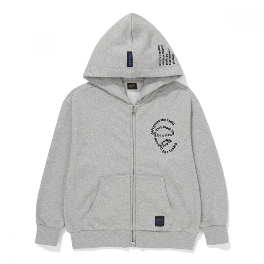 Bluetail Unisex Pocket Hooded Zip Up Melange Gray Azg3jp01mg