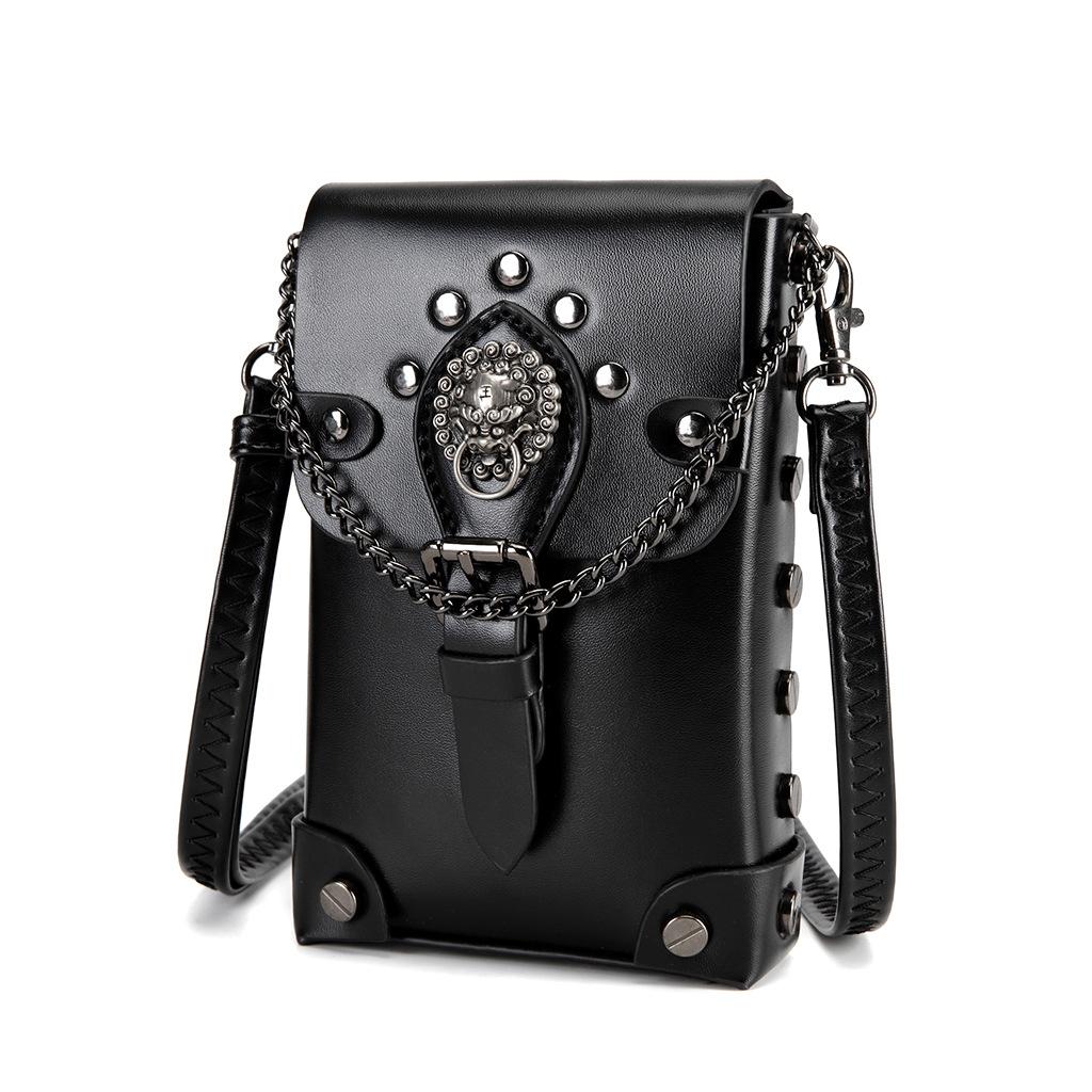 Retro Small Square Bag Steampunk Metal Decorative Bag Chain Change Mobile Phone Satchel