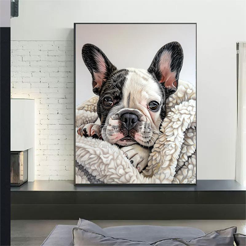 5d DIY Diamond Painting Cross Stitch Cute Animals Pet Bulldog Diamond Embroidery Mosaic Full Round Drill Home Decor Crafts